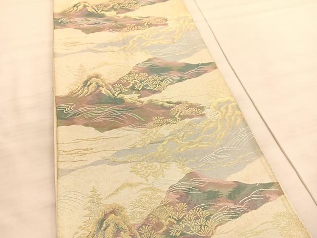 平和屋着物◎六通柄袋帯 風景文 金銀糸 正絹 逸品 BAAV3800hv