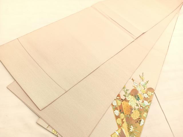 平和屋着物◎太鼓柄袋帯 綴れ 御所車飛鶴花文 金銀彩 正絹 逸品 BAAV3823hv
