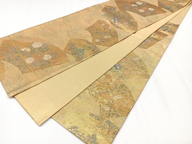 平和屋着物◎六通柄袋帯 地紙花文 金糸 正絹 逸品 CAAX9786xe