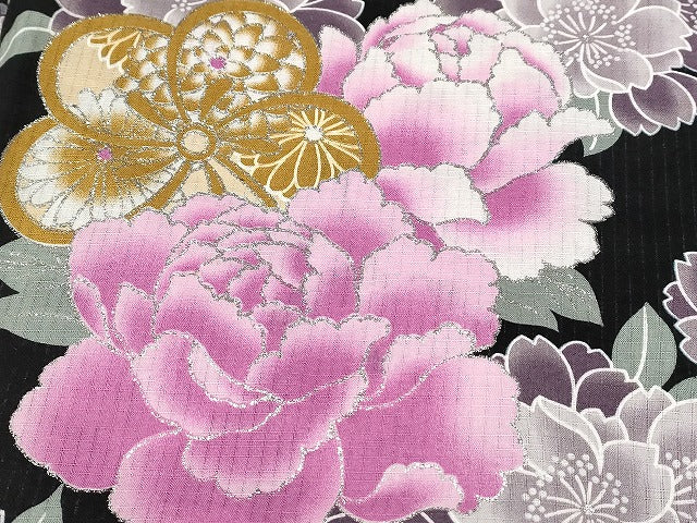 平和屋本店■浴衣 まとめて 3点 花柄 ラメ しじら織 など 着用可能多数 ppp2738 km