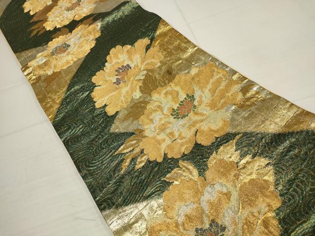 平和屋着物▼六通柄袋帯 草花文 金銀糸 正絹 逸品 AABB4763wj