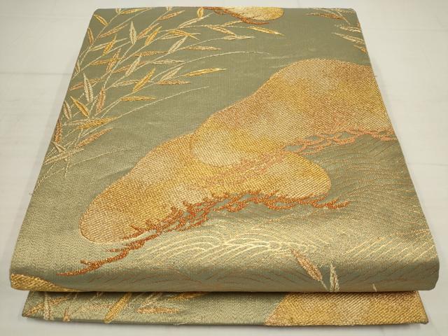 平和屋着物▼六通柄袋帯 松 金糸 正絹 逸品 AABB4784wj