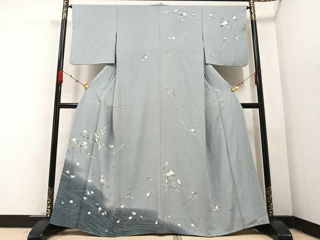 平和屋着物●訪問着 友禅 流水枝花文 暈し染め 正絹 逸品 AABB7239ph