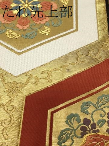 平和屋着物▼六通柄袋帯 唐織 彩重ね 有職亀甲文 金糸 正絹 逸品 CAAY4063ak