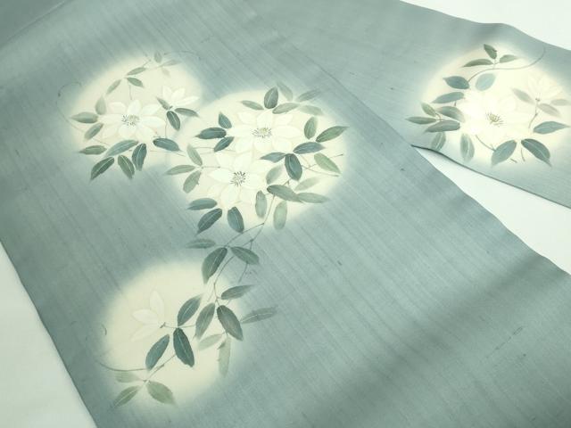 平和屋着物*極上 夏物 絹芭蕉 九寸名古屋帯 手描き 枝花文 逸品 DZAB0470kh5