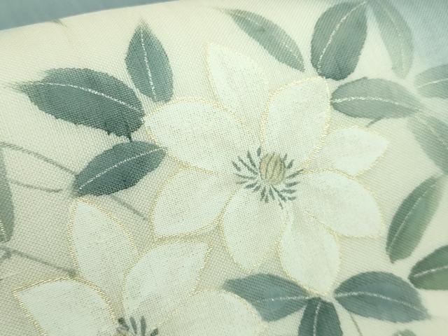 平和屋着物*極上 夏物 絹芭蕉 九寸名古屋帯 手描き 枝花文 逸品 DZAB0470kh5