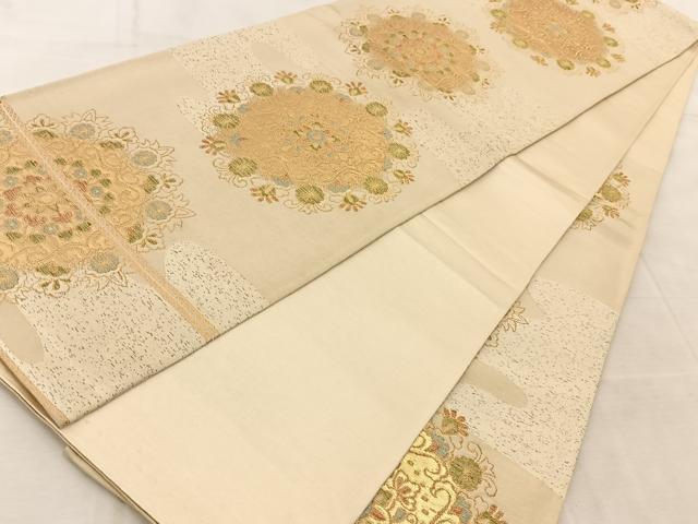 平和屋着物◎六通柄袋帯 正倉院花文 金糸 正絹 逸品 BAAU9678yc