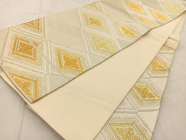 平和屋着物◎六通柄袋帯 唐織 花菱文 金銀糸 正絹 逸品 BAAU9680yc