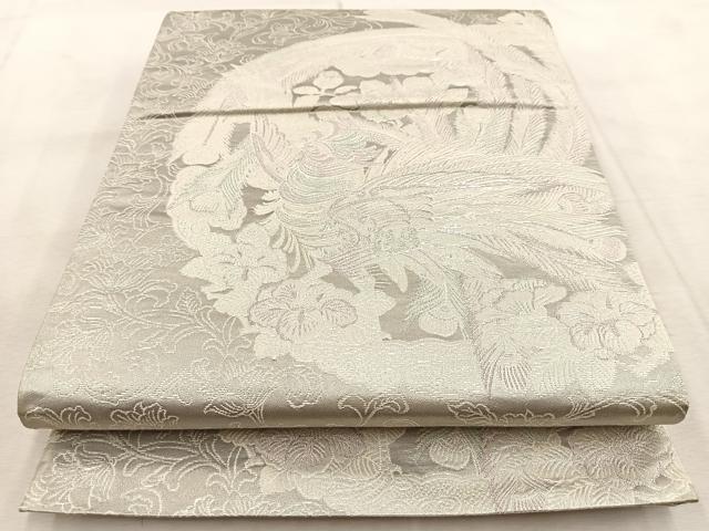 平和屋着物◎太鼓柄袋帯 鳳凰更紗丸文 銀糸 正絹 逸品 BAAU9754yc