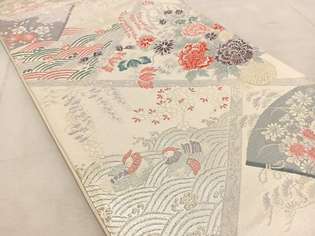 平和屋着物◎六通柄袋帯 唐織 吉祥花鳥文 金銀糸 正絹 逸品 BAAU9953yc