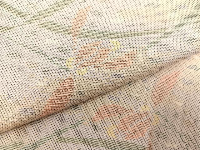 平和屋着物●本場大島紬 白大島 カタス9マルキ 草花文 正絹 逸品 AABB8169ph