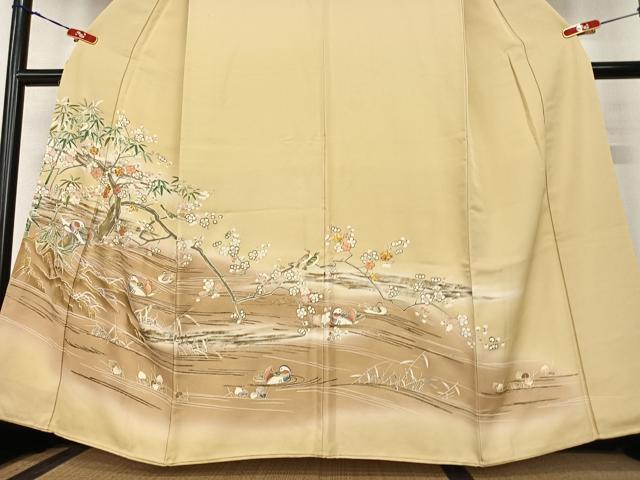 平和屋着物●創業460年・千總 色留袖 友禅 駒刺繍 鴛鴦枝笹梅文 暈し染め 金彩 小田急百貨店扱い 正絹 逸品 AABB6353zg