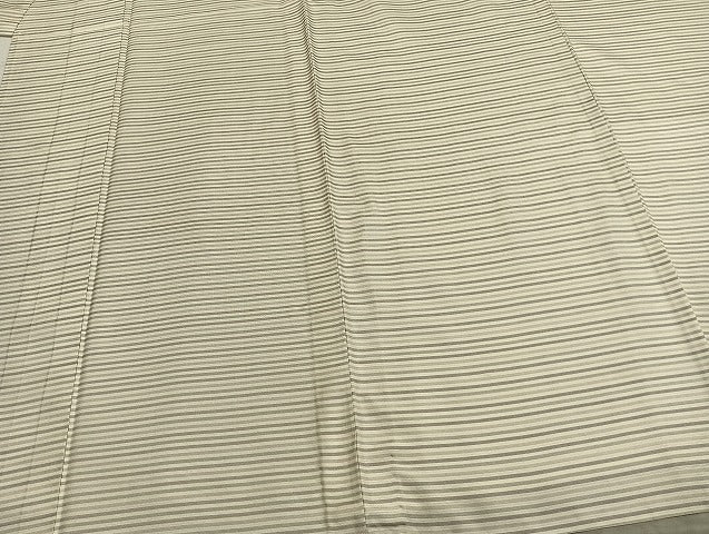平和屋着物▽男性 紬 単衣 横縞 正絹 逸品 AABB2277fy