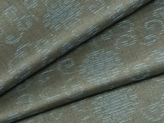 平和屋着物▽本場大島紬 単衣 花唐草文 黒地 正絹 逸品 AABB2281fy