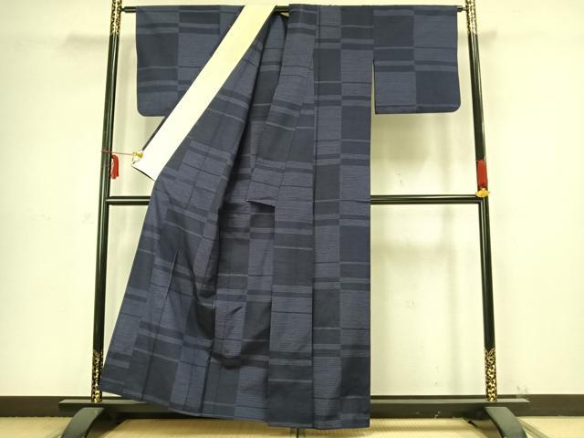 平和屋着物▽上質な紬 単衣 80亀甲 抽象文様 正絹 逸品 AABB2307fy