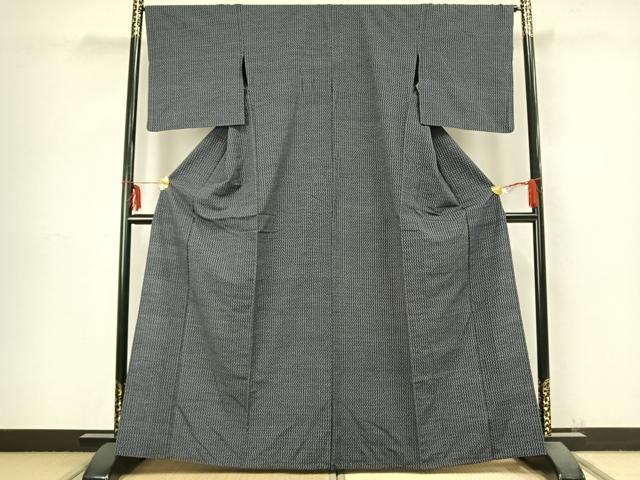 平和屋着物▽上質な紬 単衣 十字絣 縞 正絹 逸品 AABB2320fy