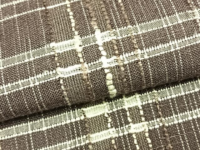 平和屋着物▽上質な紬 単衣 格子 正絹 逸品 AABB2344fy