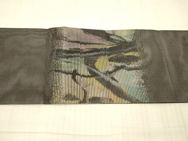 平和屋着物*夏物 九寸名古屋帯 黒地 銀糸 正絹 逸品 DAAX5936cm