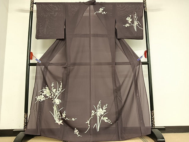 平和屋着物*夏物 訪問着 絽 草花文 金彩 正絹 逸品 AABB5928st