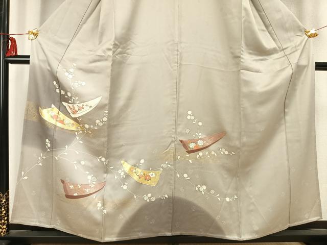 平和屋着物▽訪問着 単衣 花舟文 金彩 正絹 逸品 AABB2372fy