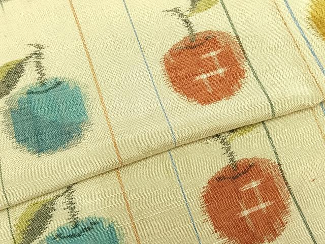 平和屋着物▽上質な紬 単衣 林檎 正絹 逸品 未使用 AABB2370fy