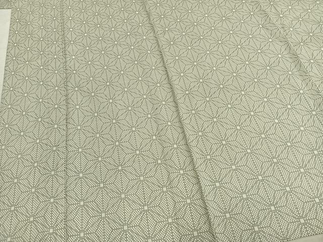 平和屋着物▽上質な紬 単衣 麻の葉文様 正絹 逸品 AABB2374fy