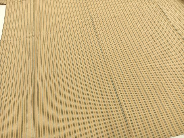 平和屋着物▽越後片貝木綿 紺仁謹製 単衣 縞 ロング丈 逸品 未使用 AABB2379fy