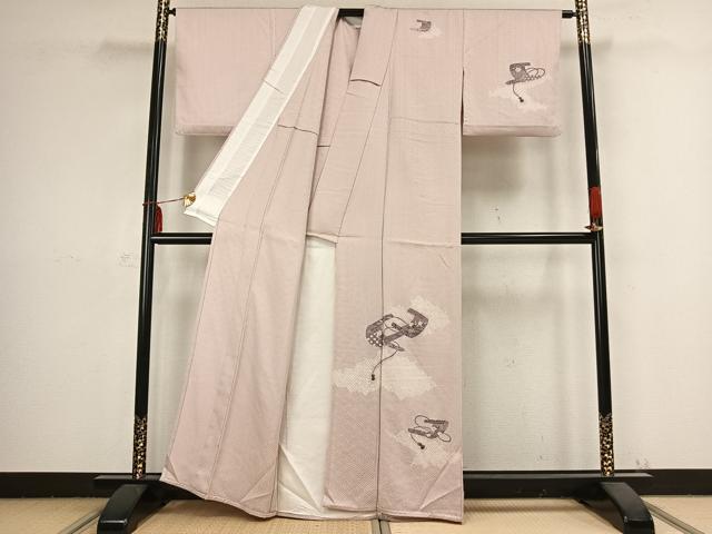 平和屋着物▽訪問着 単衣 絞り 花絵巻文 正絹 逸品 AABB2388fy