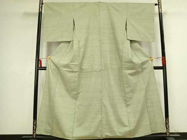 平和屋着物▽紅花紬 米沢 単衣 霞文 反端付き 正絹 逸品 AABB2395fy