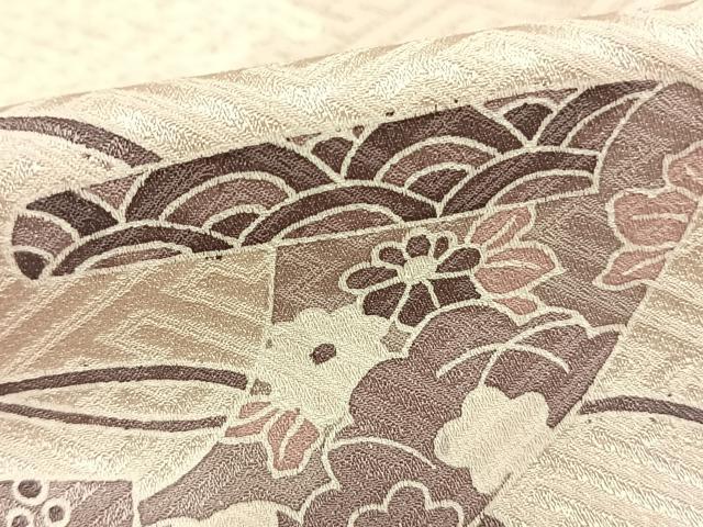 平和屋着物▽訪問着 単衣 絞り 花絵巻文 正絹 逸品 AABB2388fy