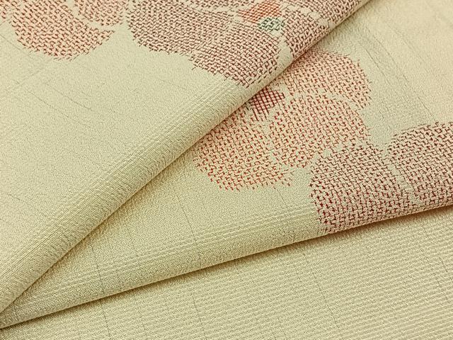 平和屋着物▽本塩沢 単衣 舞花文 正絹 逸品 AABC0692jh