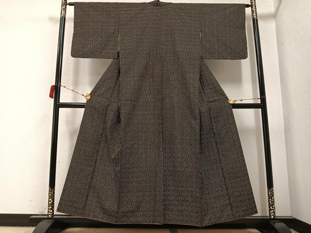 平和屋着物●本場大島紬 龍郷絣 秋名バラ 正絹 逸品 AABB8228ph
