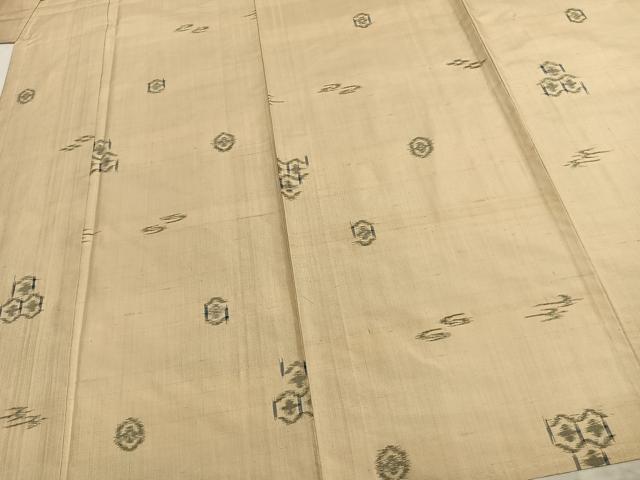 平和屋着物▽上質な紬 単衣 亀甲花文 正絹 逸品 AABB2439fy