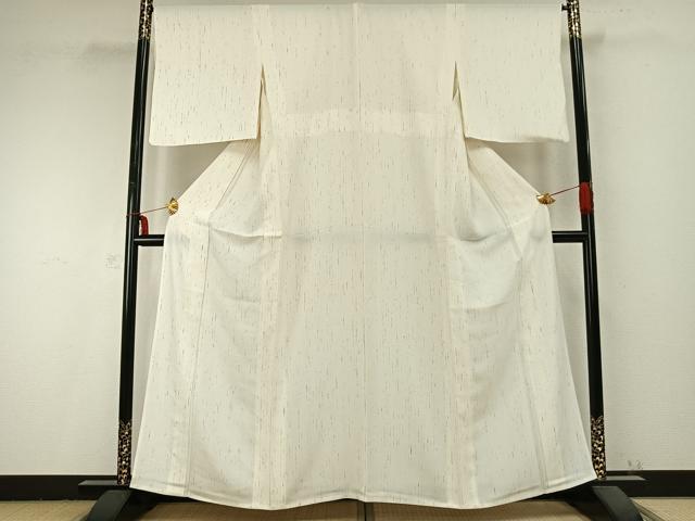 平和屋着物▽ぜんまい紬 単衣 縞 正絹 逸品 AABC0246fy