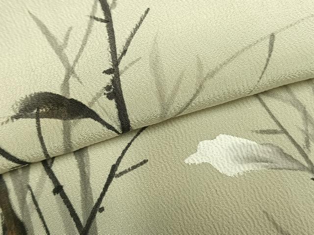 平和屋着物▽訪問着 単衣 手描き 枝葉文 暈し染め 正絹 逸品 AABC0241fy