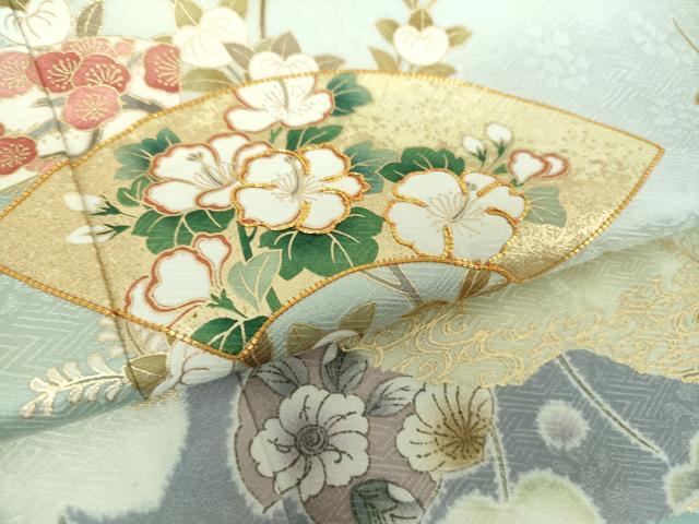 平和屋着物●訪問着 駒刺繍 霞地紙花文 辻が花 金彩 正絹 逸品 DAAY1109ps