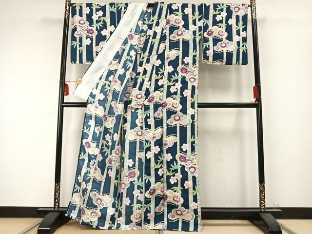 平和屋着物▽リョウコキクチ Ryoko Kikuchi 小紋 単衣 松竹梅 洗える着物 AABC0288fy