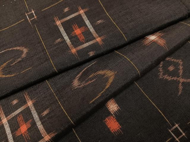 平和屋着物●上質な紬 琉球絣文様 正絹 逸品 AABC0677ph