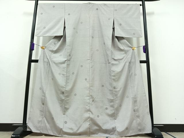 平和屋着物▽上質な紬 単衣 丸文 正絹 逸品 AABC1710jh