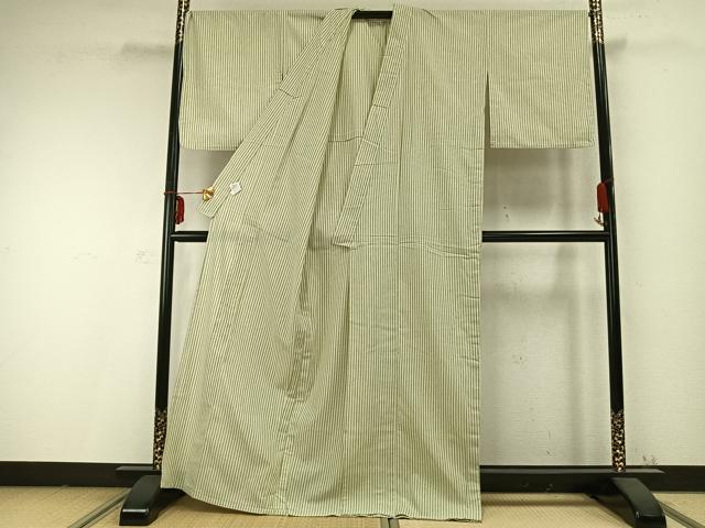 平和屋着物▽小紋 単衣 縞 洗える着物 AABC0325fy