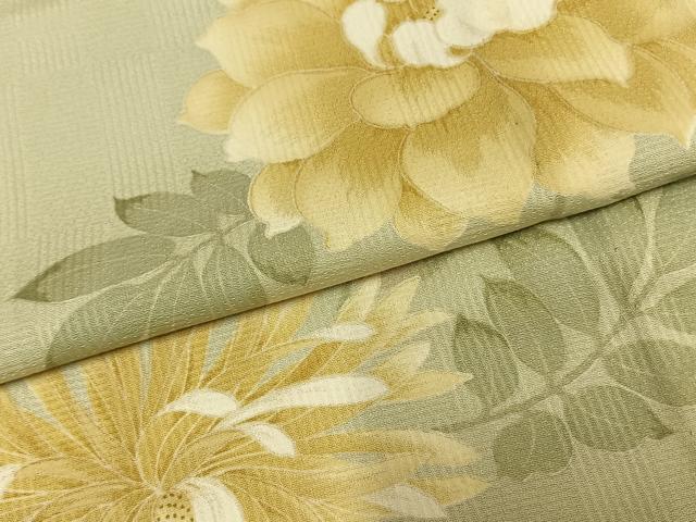 平和屋着物▽上質な小紋 単衣 草花文 正絹 逸品 AABC0371fy