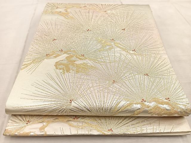 平和屋着物◎六通柄袋帯 笠松 金銀糸 正絹 逸品 BAAV4476yc