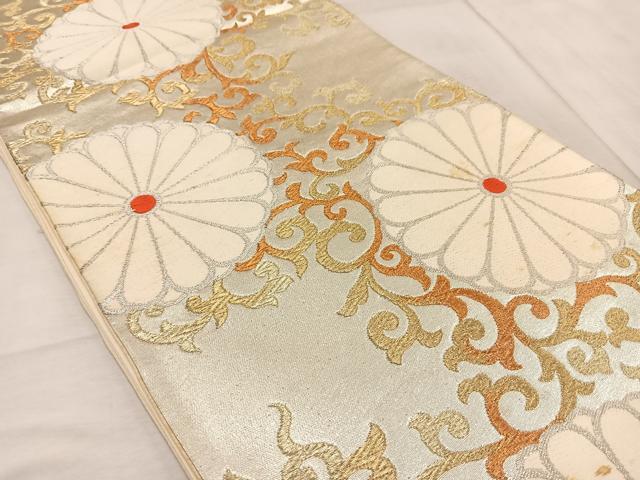 平和屋着物◎六通柄袋帯 唐織 菊唐草 金銀糸 正絹 逸品 BAAV4586yc