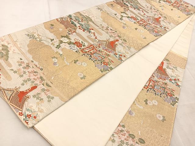 平和屋着物◎六通柄袋帯 唐織 古都祭礼鉾 金糸 正絹 逸品 BAAV4616yc