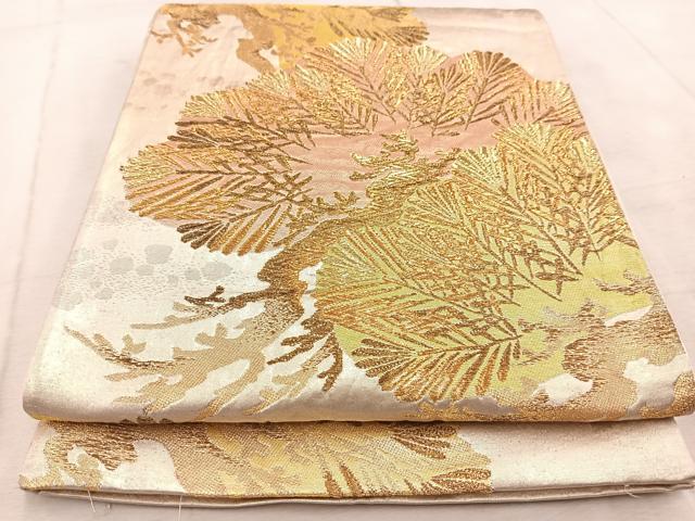 平和屋着物◎六通柄袋帯 笠松 金銀糸 正絹 逸品 BAAV4736yc