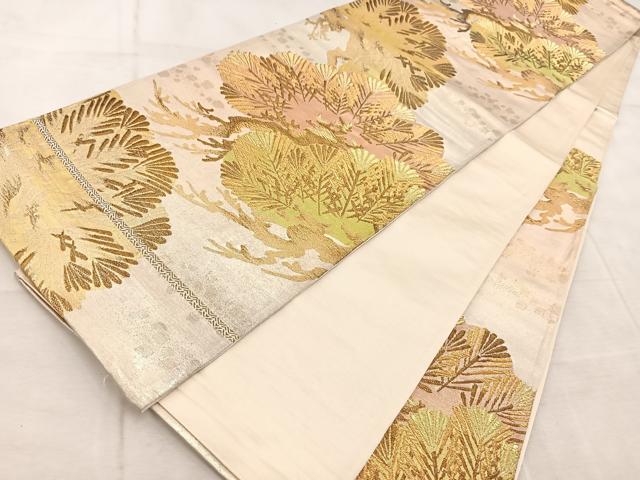 平和屋着物◎六通柄袋帯 笠松 金銀糸 正絹 逸品 BAAV4736yc