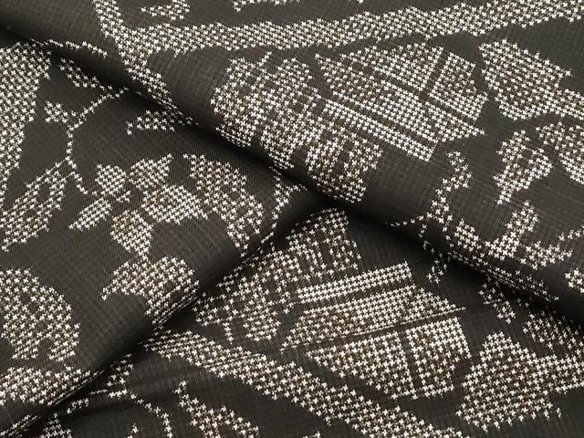 平和屋着物●本場大島紬 7マルキ 風景草花文 正絹 逸品 CAAX3100th