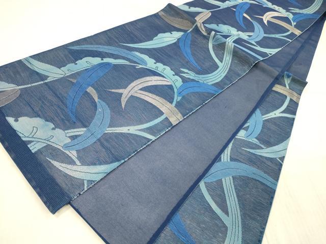 平和屋着物*夏物 六通柄袋帯 草葉文 銀糸 正絹 逸品 DAAX8616cm