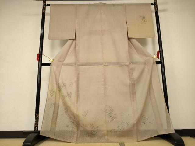 平和屋着物*夏物 訪問着 紗 紬地 草花文 金彩 正絹 逸品 AABC1812jd