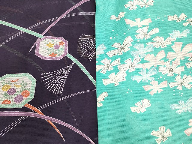 平和屋本店■夏物 小紋 絽 紗 洗える着物 まとめて20点 蝶 花柄 暈し染め 手描き 着用可能多数 se3734